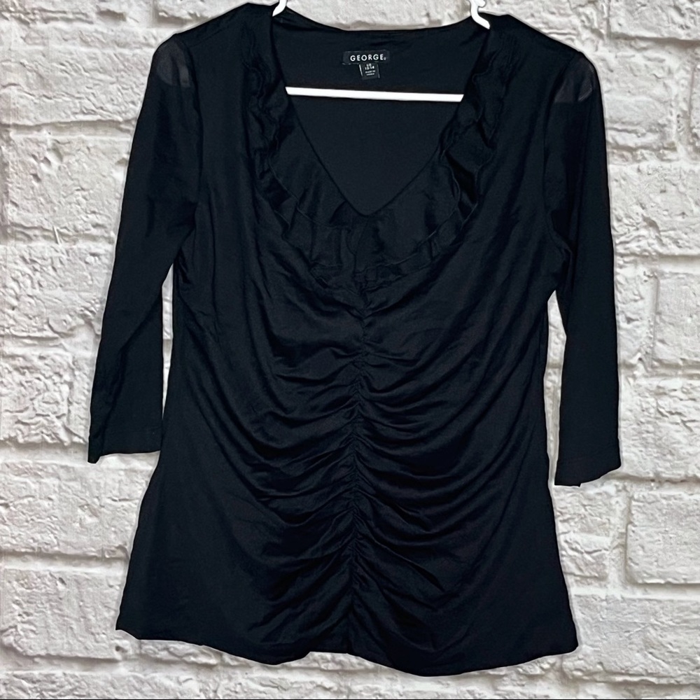 George Black‎ Black Blouse Top Womens Size Large (12-14)